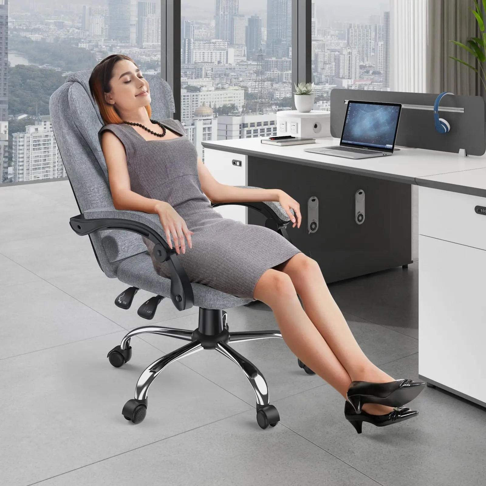 Erastic Prime – Fauteuil de Bureau Ergonomique en Similicuir Noir